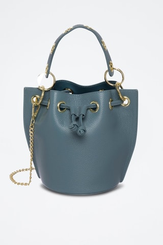 Mala bucket em couro Eden - Azul