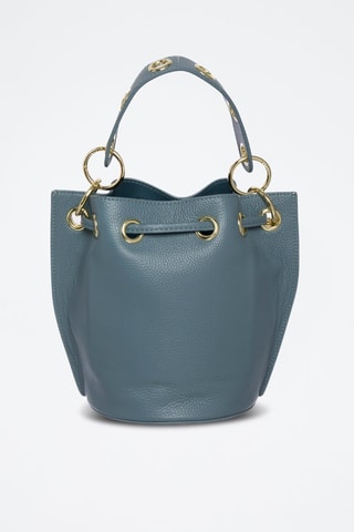 Mala bucket em couro Eden - Azul