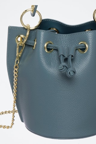 Mala bucket em couro Eden - Azul