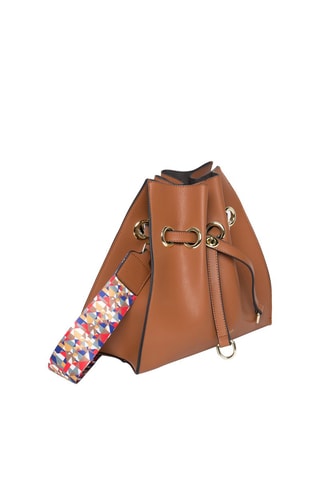 Mala funda de couro Preto e azul-marinho - Camel