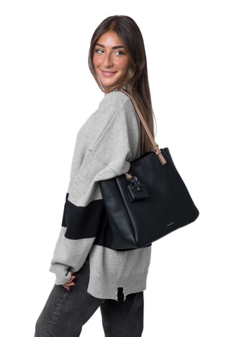 Mala de ombro Ricci - Bege e preto