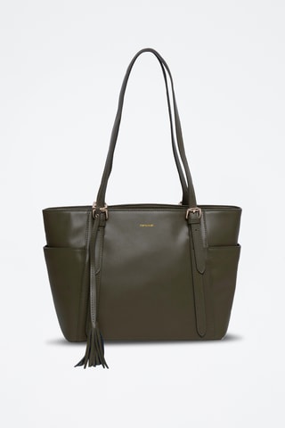 Mala de ombro em couro Carambole - Preto - Caqui