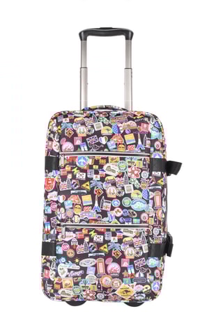 Sac de voyage à roulettes World - 55 cm  - Noir et rose