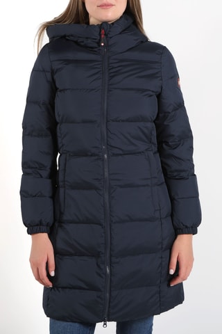 Blusão comprido com capuz - Azul-marinho