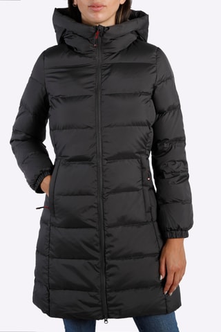 Blusão comprido com capuz - Preto