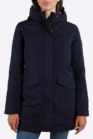 Blusão comprido com capuz - Azul-marinho