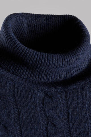 Camisola em lã e caxemira - Azul-escuro
