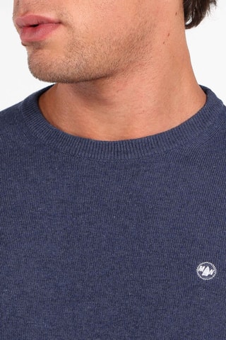 Camisola em lã merino e caxemira - Azul-marinho mesclado