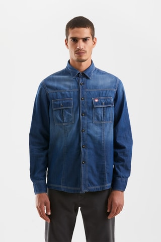 Camisa de ganga - Azul-eléctrico