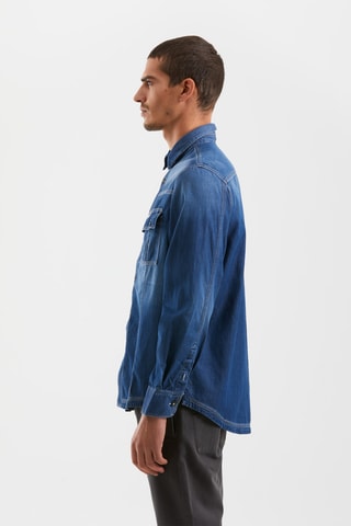 Camisa de ganga - Azul-eléctrico