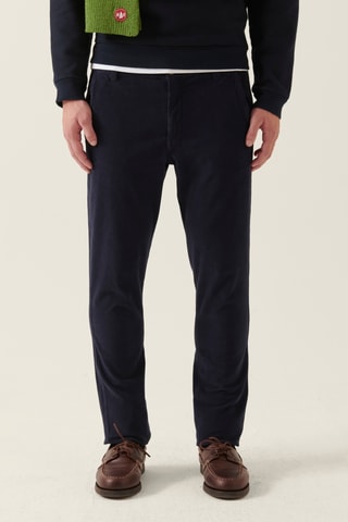 Calças em veludo - Azul-marinho