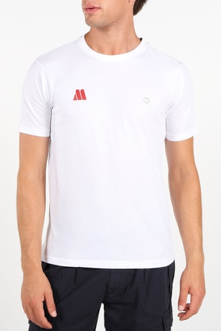 T-shirt em algodão biológico - Branco e vermelho