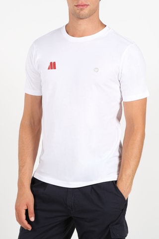 T-shirt em algodão biológico - Branco e vermelho