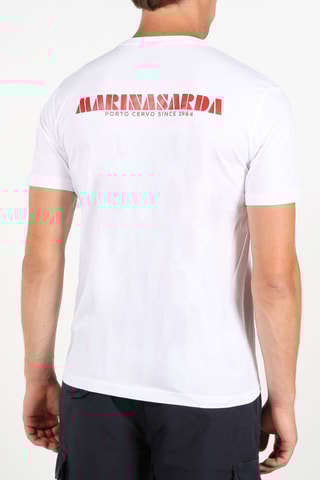 T-shirt em algodão biológico - Branco e vermelho