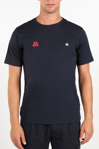 T-shirt em algodão biológico - Azul-marinho e vermelho