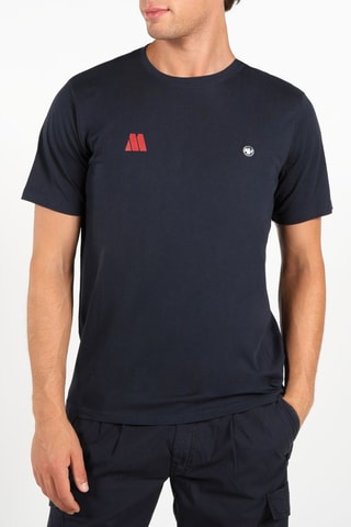 T-shirt em algodão biológico - Azul-marinho e vermelho