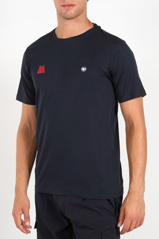 T-shirt em algodão biológico - Azul-marinho e vermelho