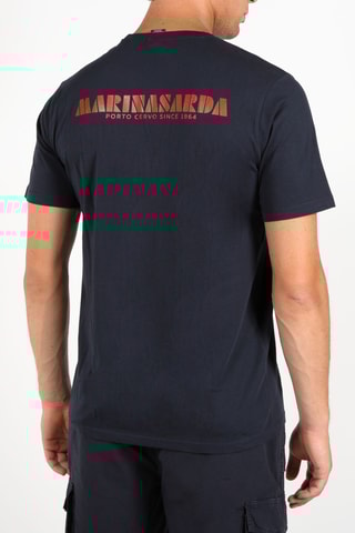 T-shirt em algodão biológico - Azul-marinho e vermelho