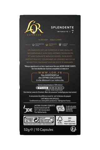 Caffè L'OR Espresso Splendente - Intensità 7 - 10 capsule compatibili Nespresso®*