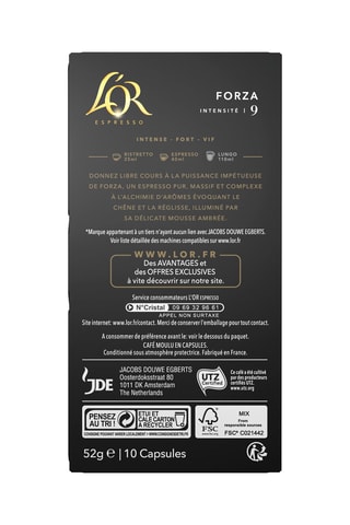 Caffè L'OR Espresso Forza - Intensità 9 - 10 capsule compatibili Nespresso®*