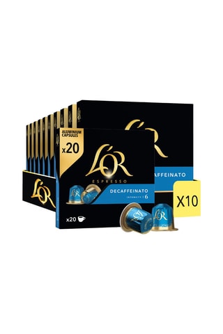 200 capsule Caffè L'OR Espresso Decaffeinato - Intensità 6 - Compatibilità Nespresso®*