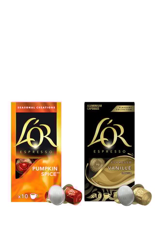 Assortimento 200 capsule Caffè L'OR Espresso Vaniglia e Caffè L'OR Espresso Pumpkin Spice - Intensità 5 - Compatibilità Nespresso®*