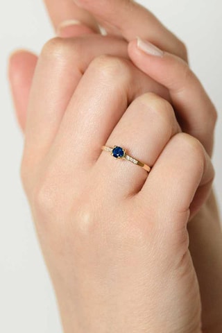 Bague Carré mystérieux - Or jaune et saphir