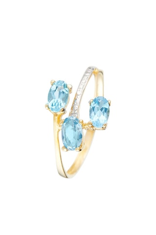 Bague Chemin bleu - Or jaune, or blanc et topazes