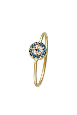 Bague Marguerite bleue - Or jaune