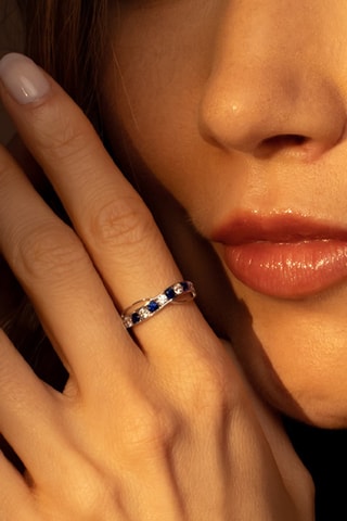 Bague Océanos - Or blanc et saphirs