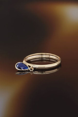 Bague Médaillon Bleu - Or jaune