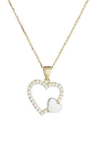 Pendentif Duo de cœurs - Or jaune et or blanc