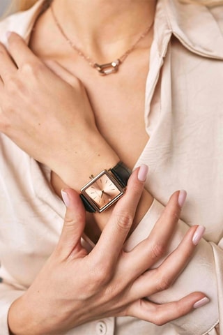 Relógio de quartzo em couro e diamante Florence