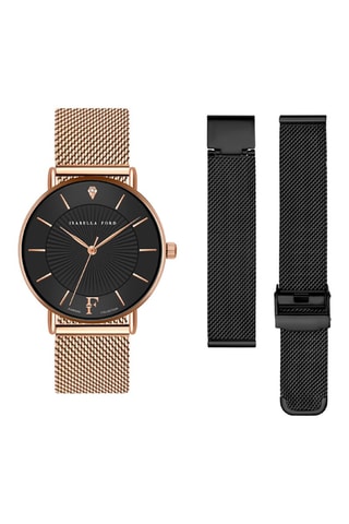 Coffret relógio de quartzo e braceletes em aço