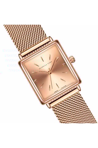 Coffret relógio de quartzo banhado a ião ouro rosa e diamante e pulseira Florence