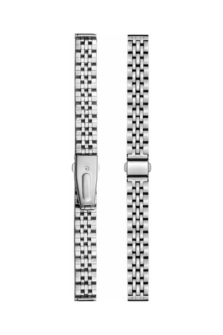 Coffret relógio de quartzo banhado a ião prata e diamante e braceletes em couro Olympe