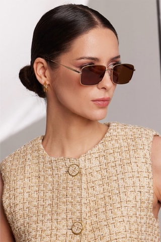 Óculos de sol polarizados mulher 1990 - Categoria 3 - Dourado e castanho