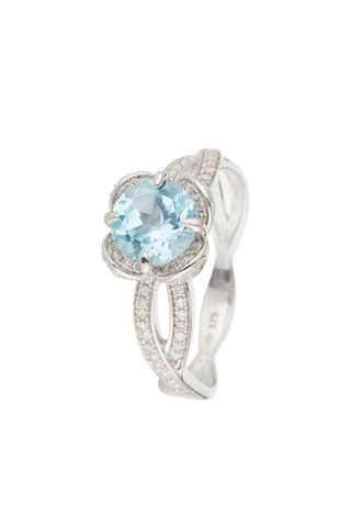 Anillo Fleur de Moi  - Oro blanco, topacio y diamantes