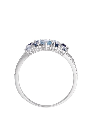 Anillo Sphir Elixir - Oro blanco, diamantes, topacios y zafiros