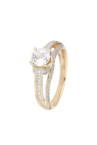 Anillo Mackay - Oro amarillo, diamantes y topacio