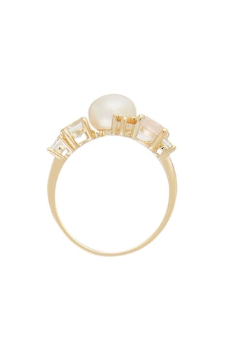 Anillo Pikine - Oro amarillo, topacios, citrinos, cuarzo rosa y perla cultivada