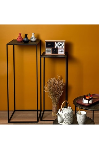 Mesa auxiliar encajable Mirage - Negro y dorado - 34 y 30 cm