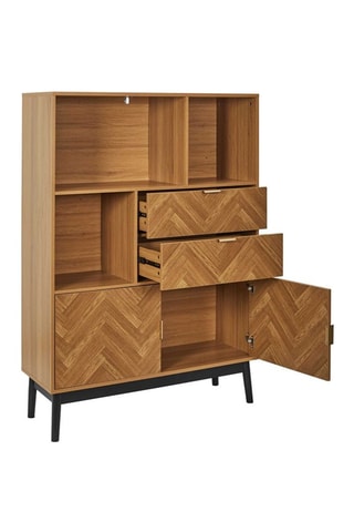 Aparador de 2 puertas de madera y pino Felix - 100 x 140 x 35 cm