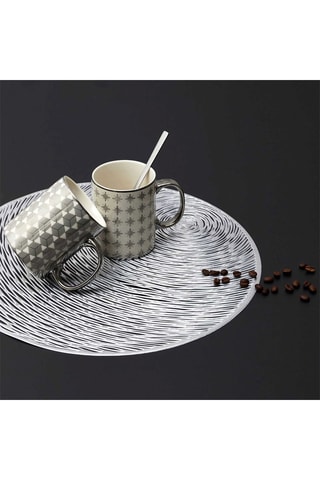 2 tazas de porcelana Bone China - Blanco y gris - 30 cl