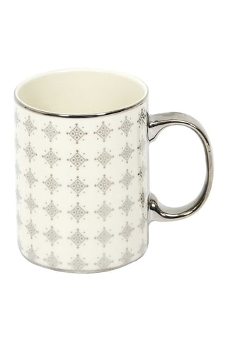 2 tazas de porcelana Bone China - Blanco y gris - 30 cl