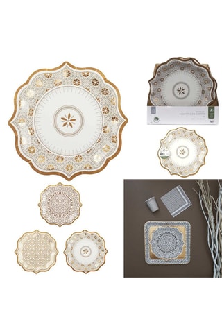 6 piatti usa e getta Marrone e bianco - 23 cm