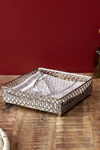 Servilletero - Plateado - 16,8 x 4,8 x 16,8 cm