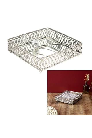 Servilletero - Plateado - 16,8 x 4,8 x 16,8 cm