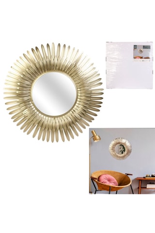 Espejo de plumas - 53,5 cm - Dorado