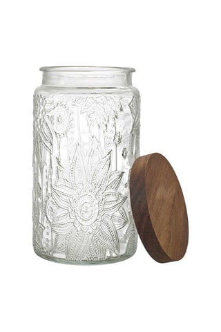 Tarro con tapa de acacia y silicona - 1 l - Modelo aleatorio